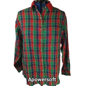 Plaid Button Front Shirt — Riders by Lee — Size L